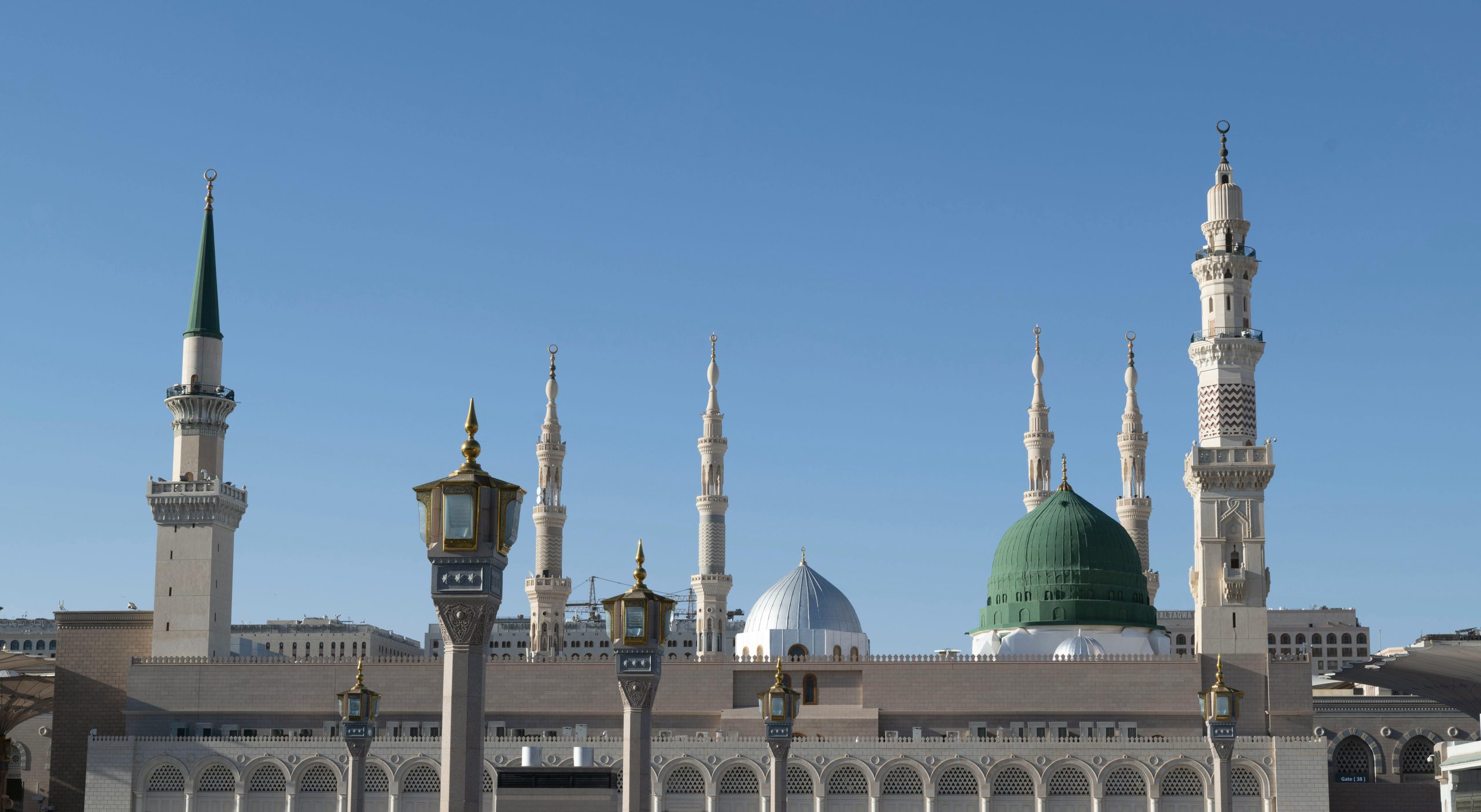 The Green Dome with Ottoman and Old Minarets of Masjeed Nabawi